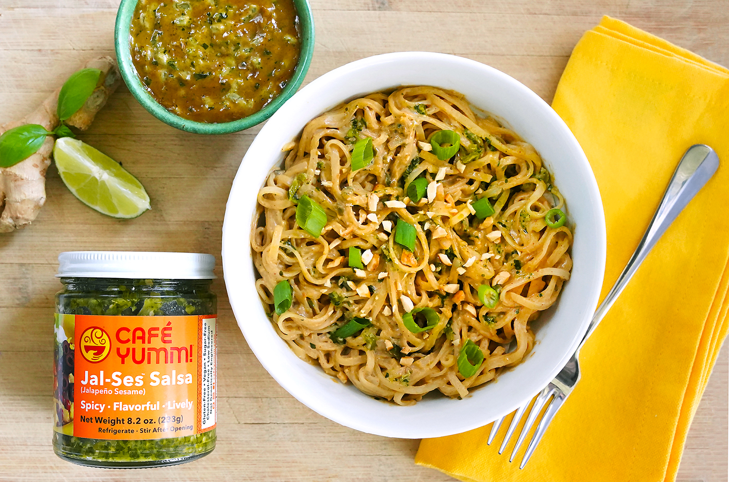 Spicy Peanut Noodles with Yumm! Jal-Ses Salsa
