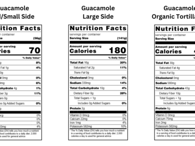 Cafe Yumm! Guacamole Nutrition Facts